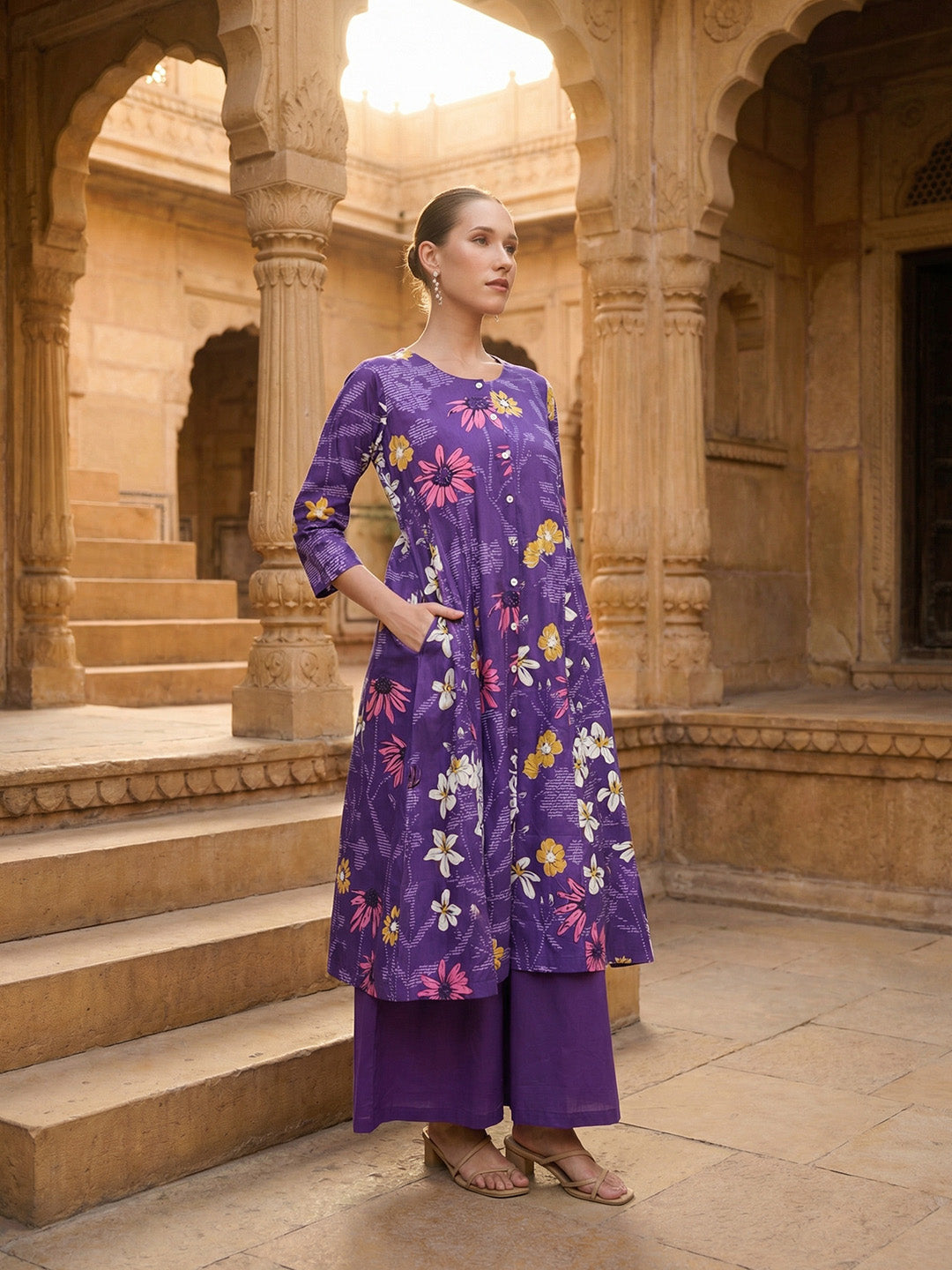 Comfy Purple A Line Kurta sets