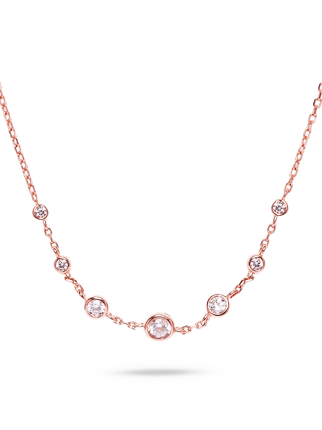925 Silver Rose Gold Plated Zircon Necklace