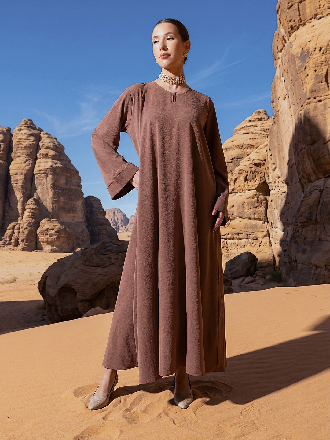 Rich Poly Georgette Embellished Regular Abaya with Hijab