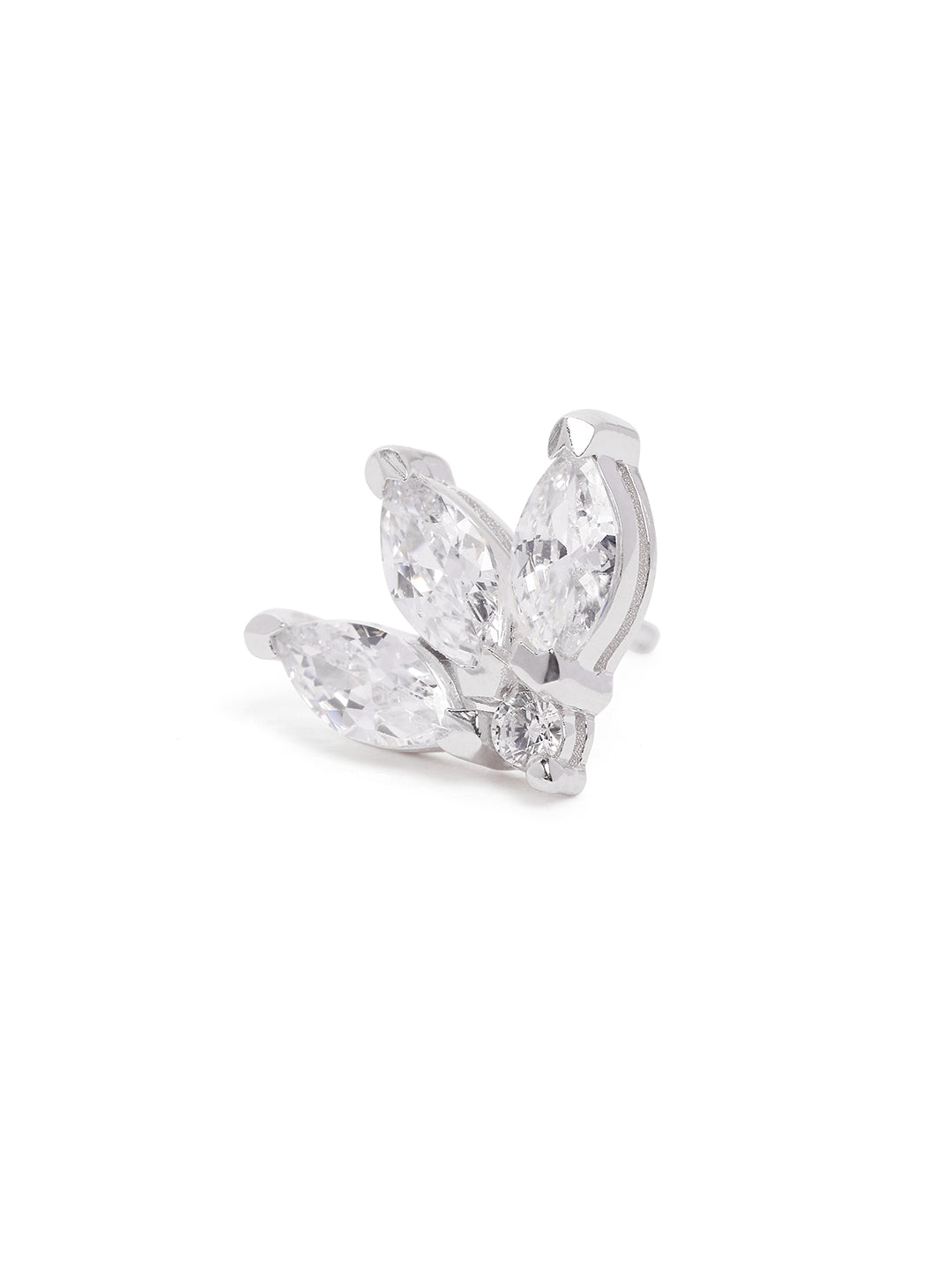 925 Silver Rodium Plated leaf Stud Earring