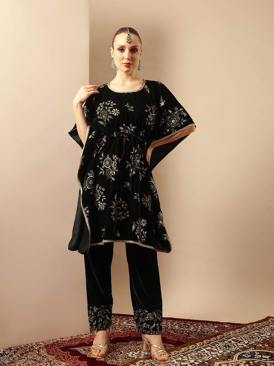 Rich Dark Green Kaftan Set Co-ords