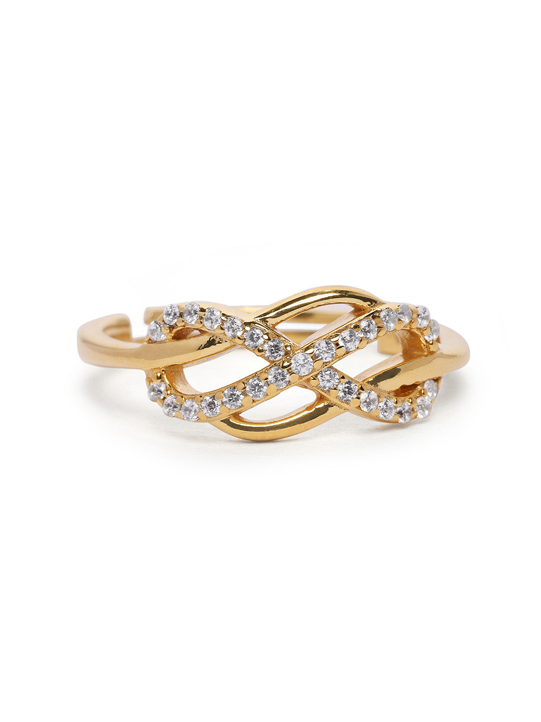 925 Silver Gold Plated Zircon Ring