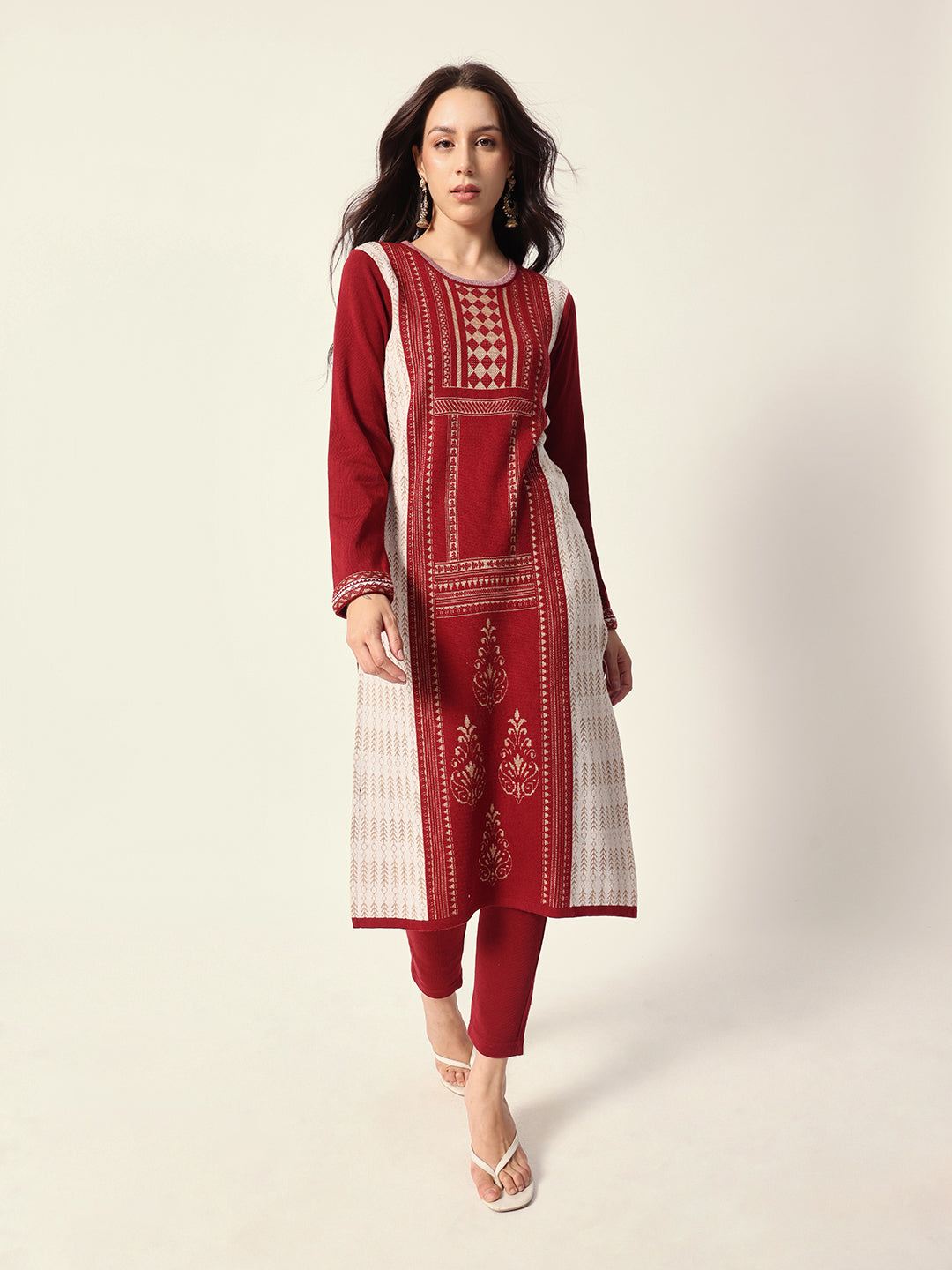 Woven Design Jacquard Kurta Straight Fit Kurta