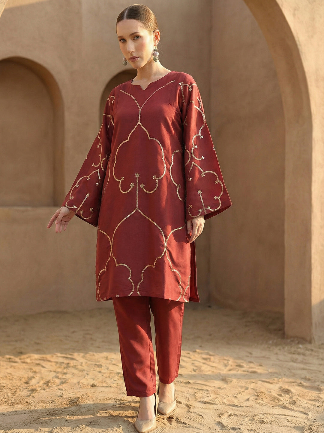 Rich Coffee  Straight Kurta sets