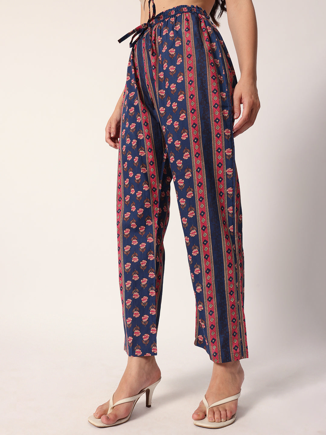 Graceful Blue cotton floral printed angrakha fit kurta set with dupatta