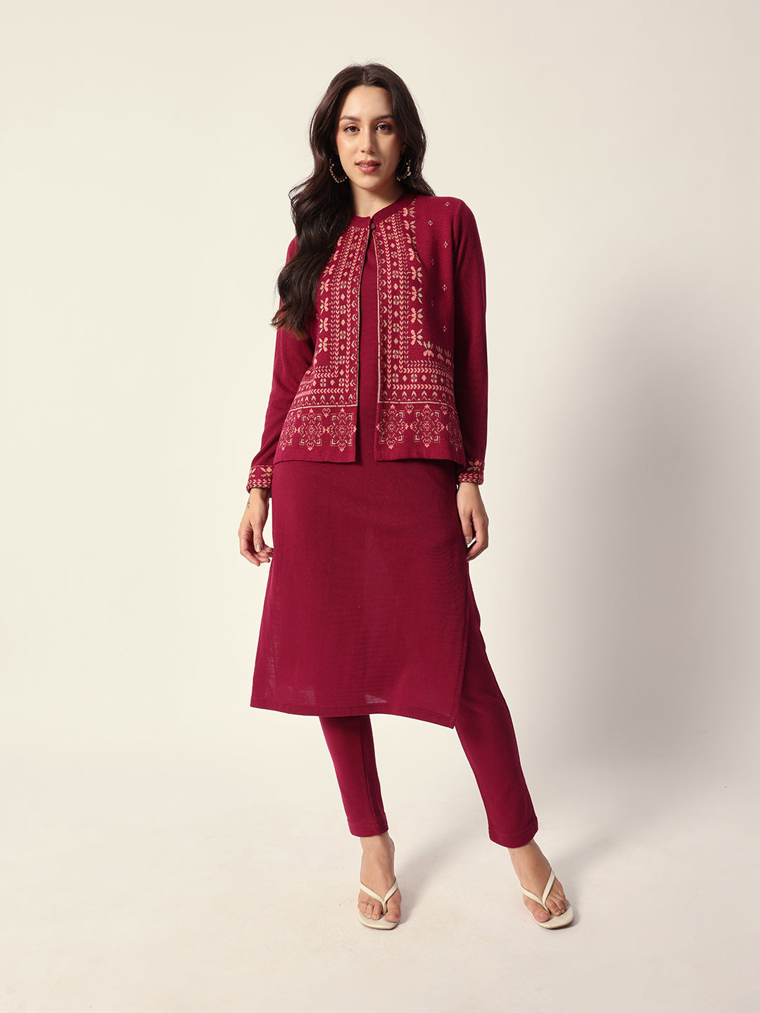 Woven Design Jacquard Kurta Straight Fit Kurta
