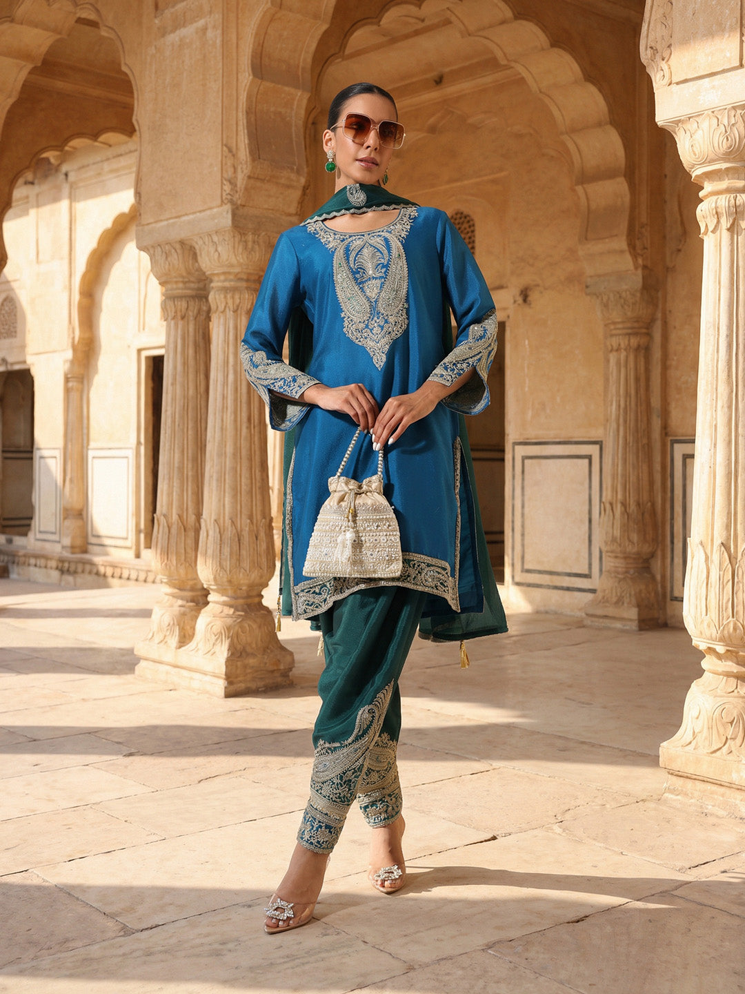Rich Blue Embroidered  kurta set