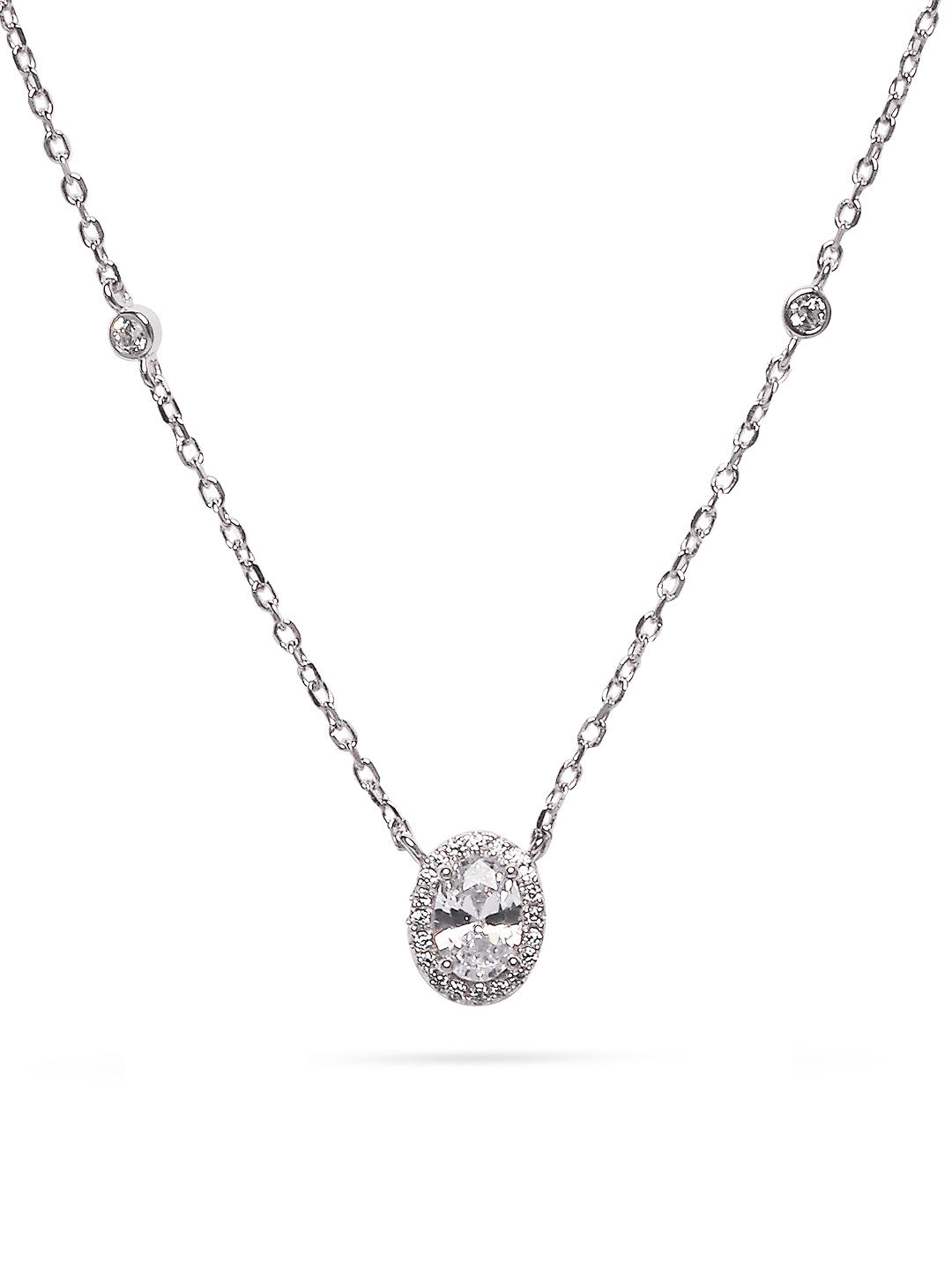 925 Silver Rodium Plated Zircon Pendant with Chain