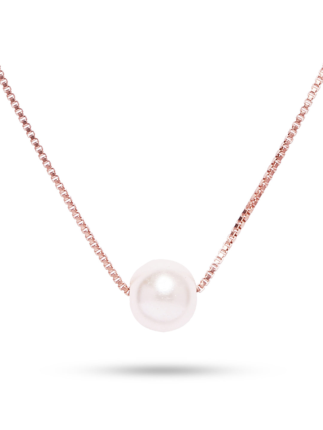 925 Silver Rose Gold Plated Pearl Pendant Chain