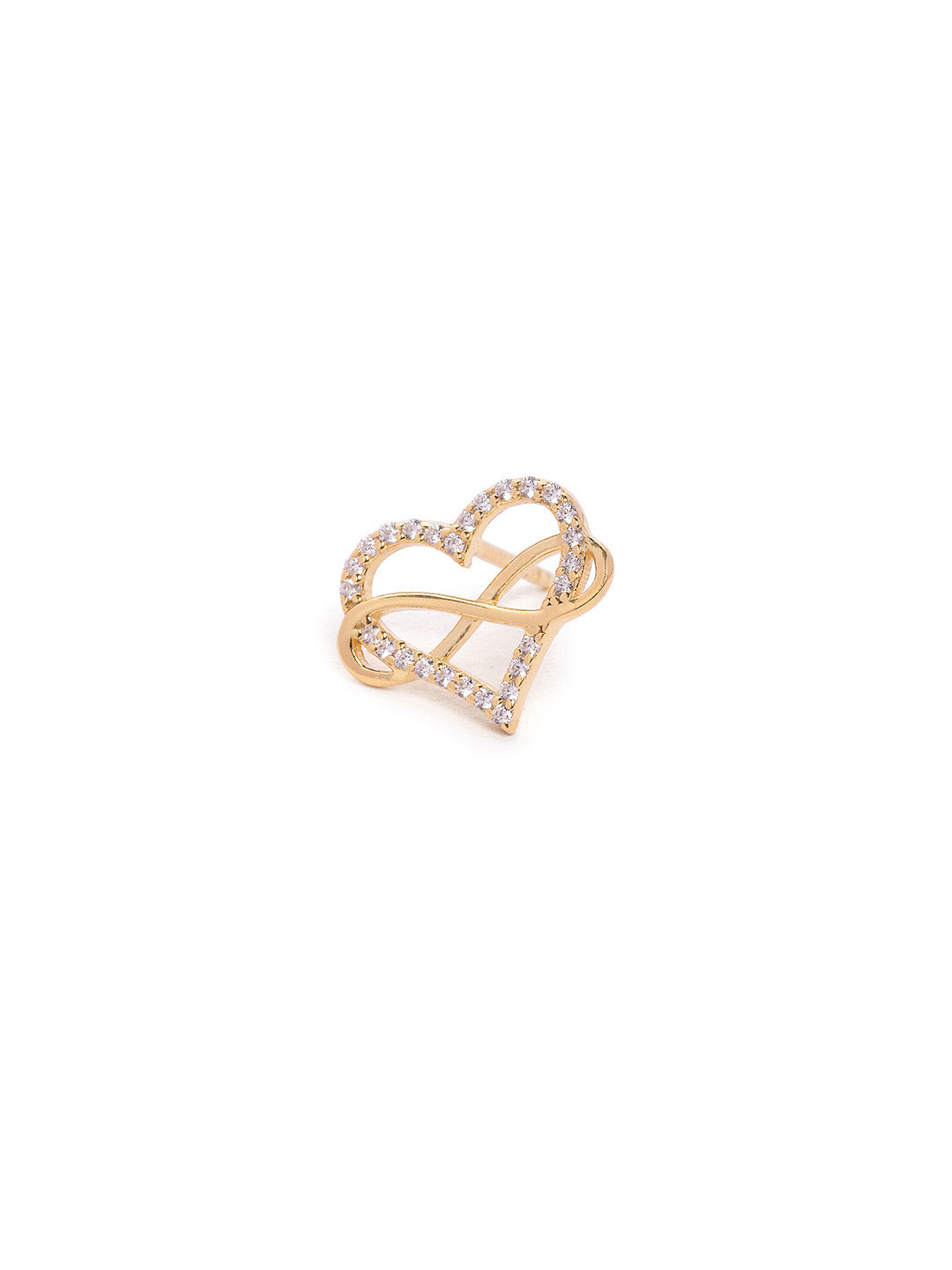 925 Silver Gold Plated Zircon Heart Stud Earring