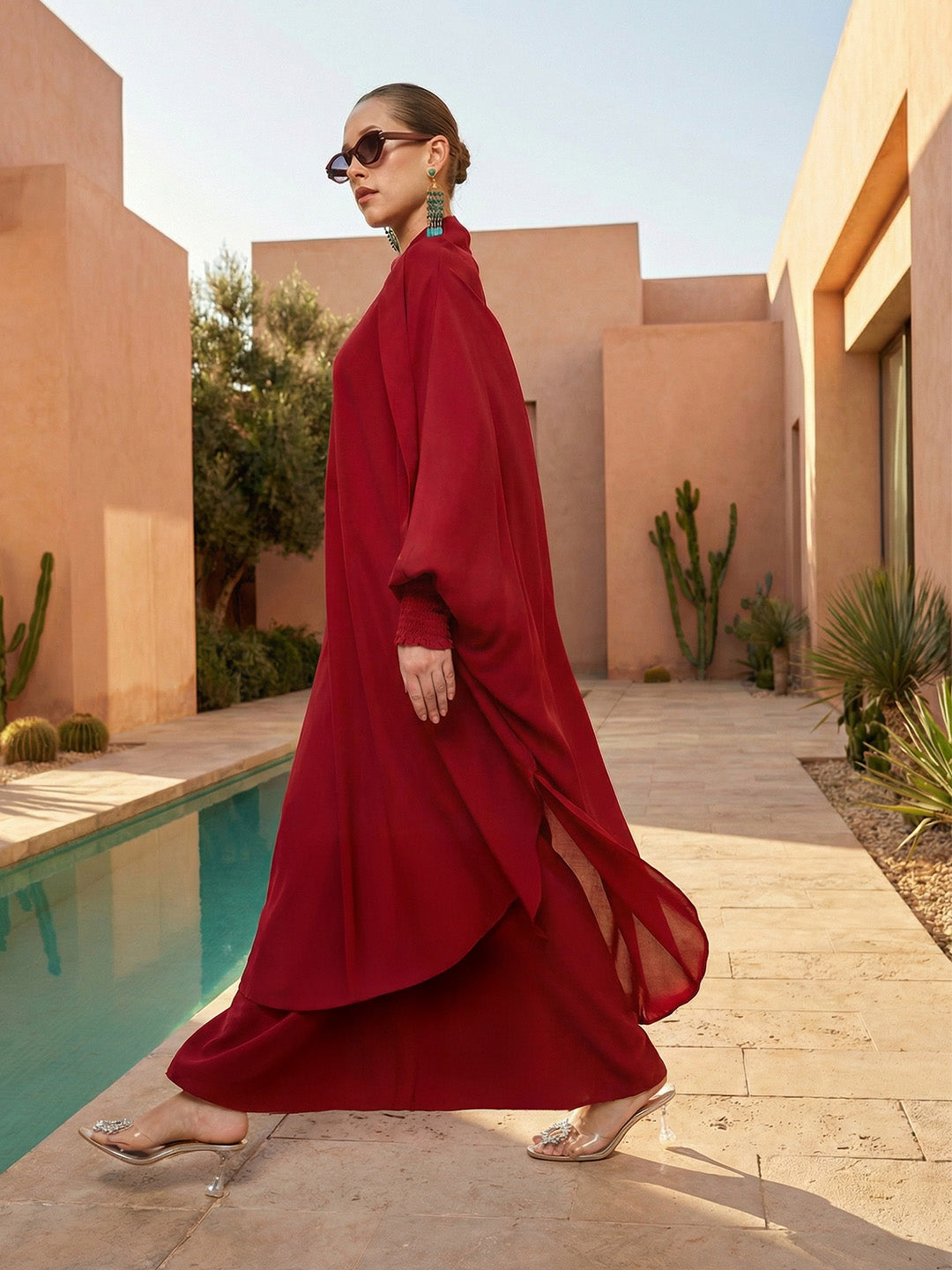 Rich Burgundy Relaxed Abaya