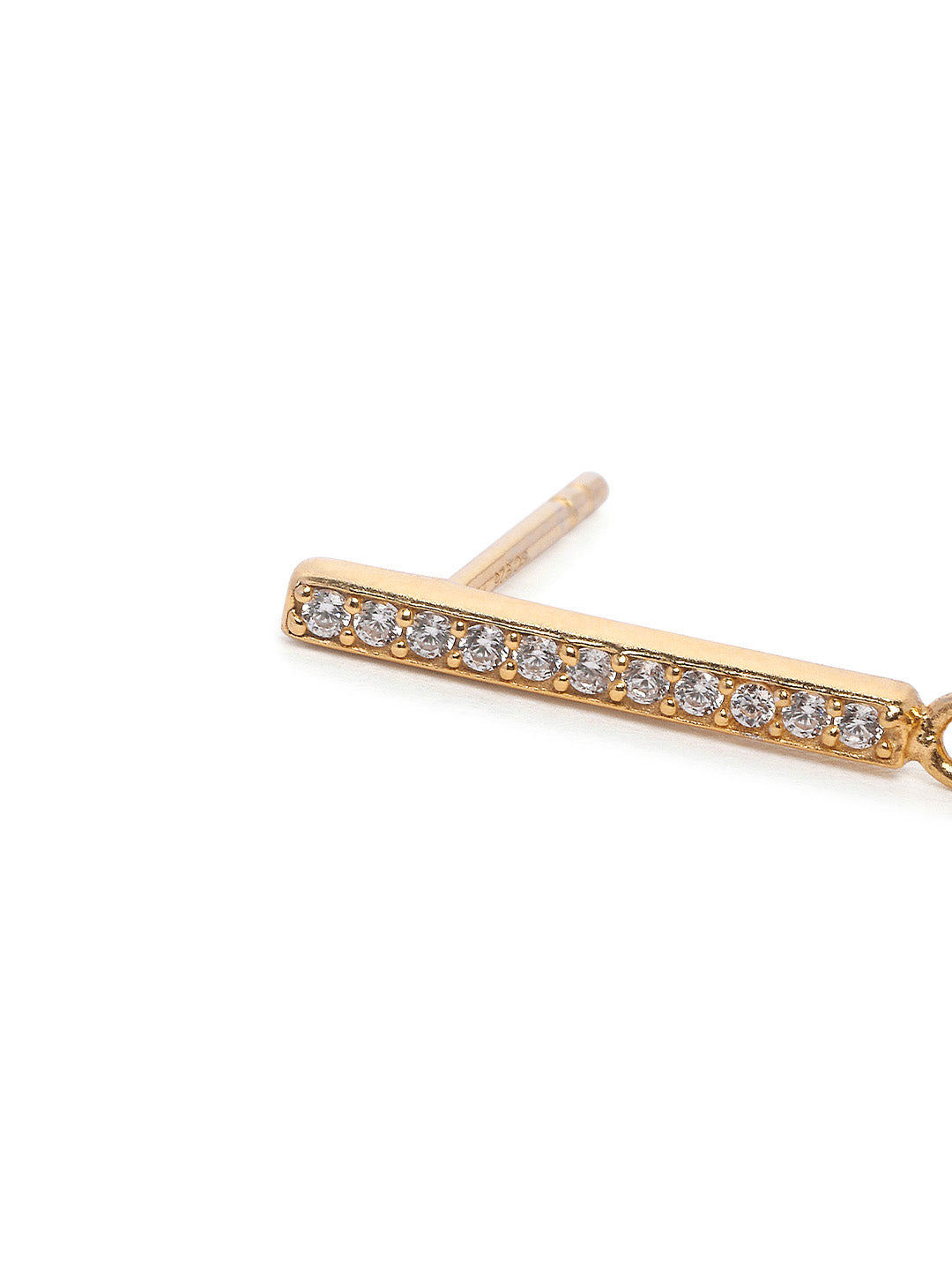 925 Silver Gold Plated Zircon drop Earring