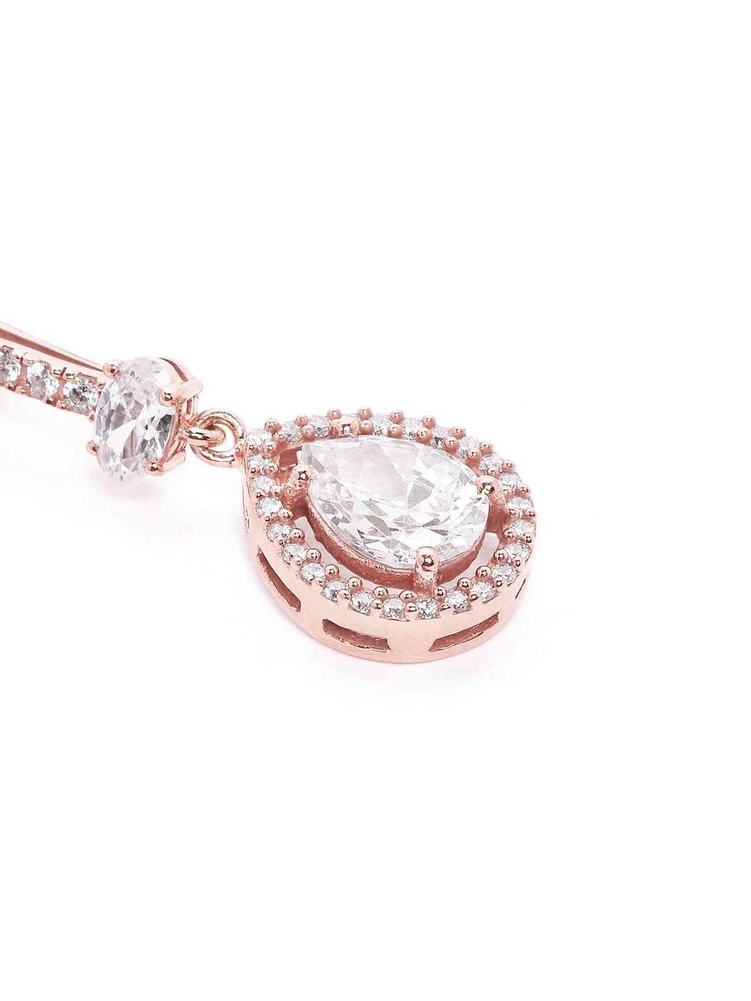 925 Silver Rose Gold Plated Zircon Drop Earring