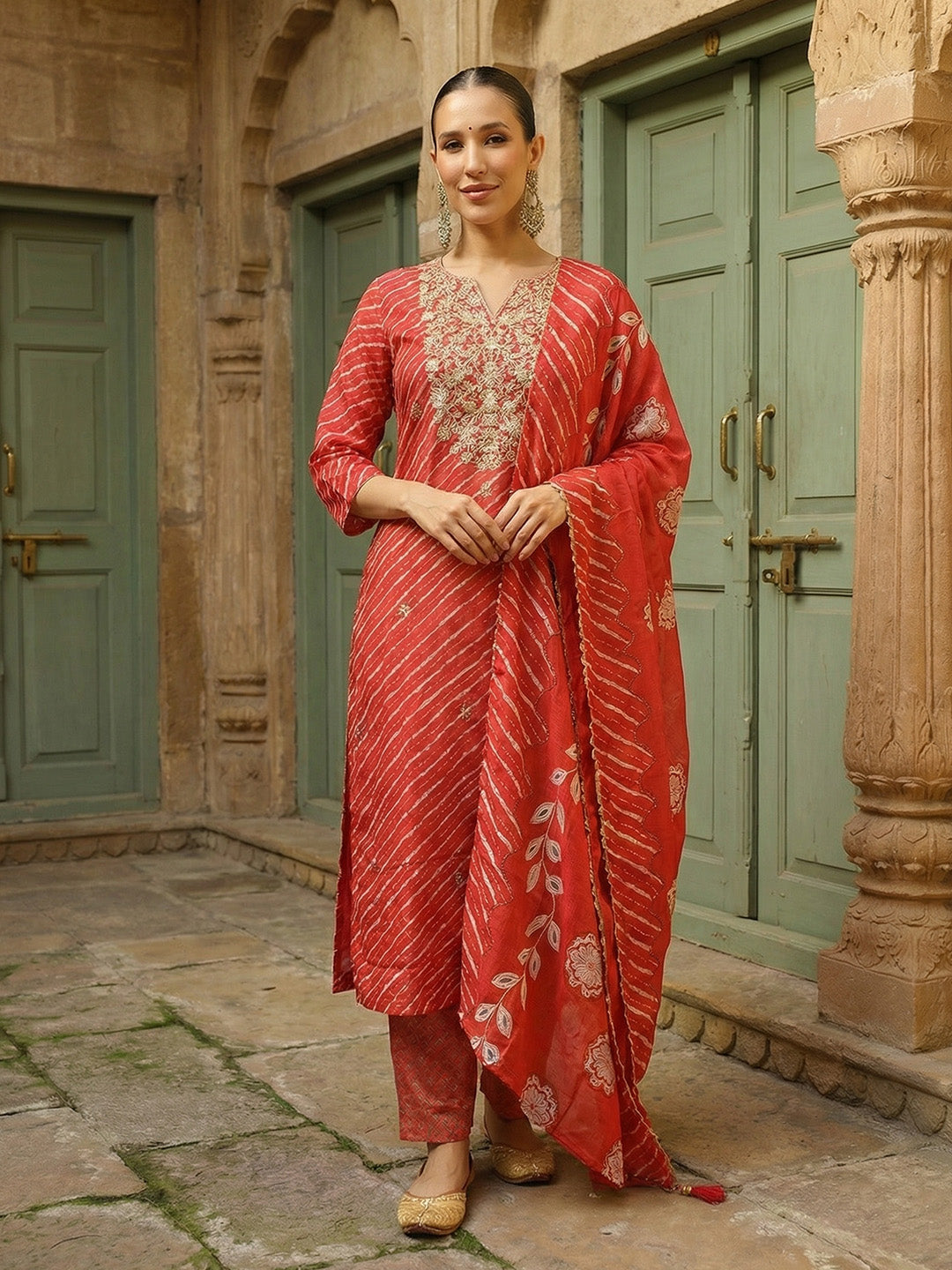 Comfy Orange Ananda Embroidered Kurta sets