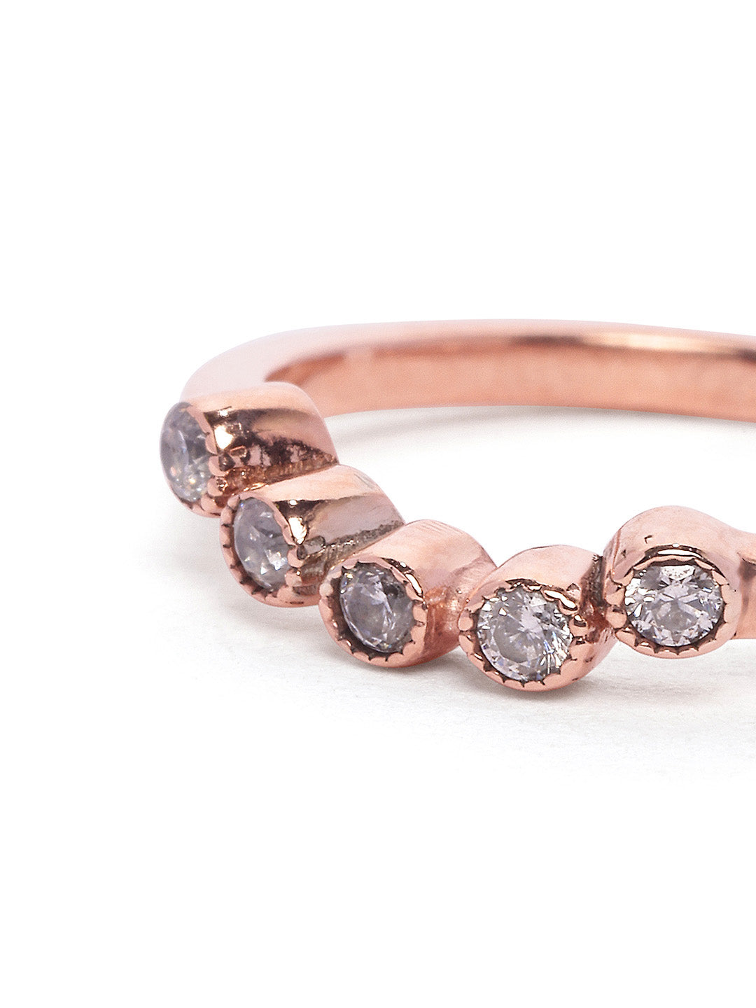 925 Silver Rose Gold  Plated Zircon Toe Ring