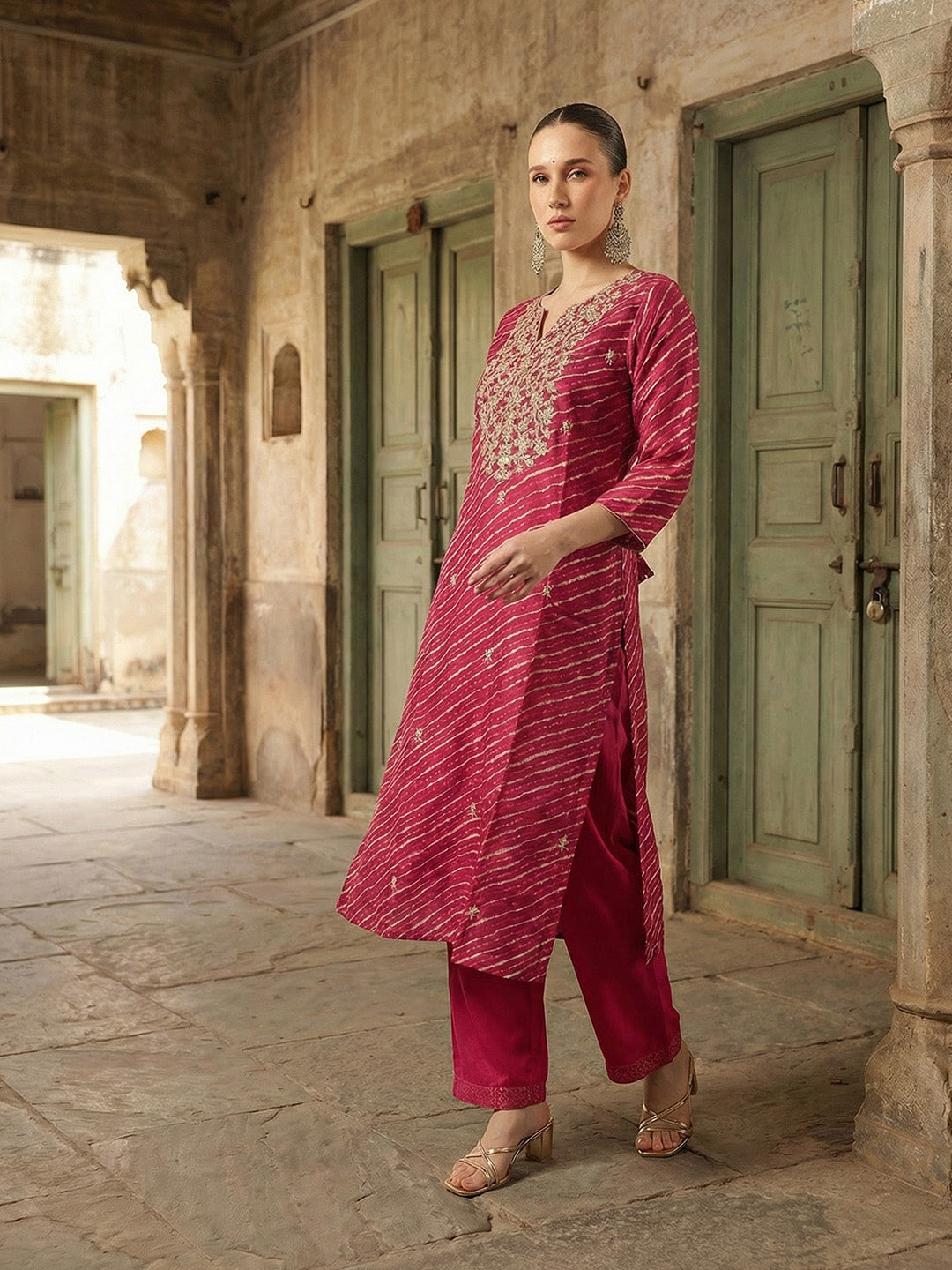 Comfy Pink Ananda Embroidered Kurta sets