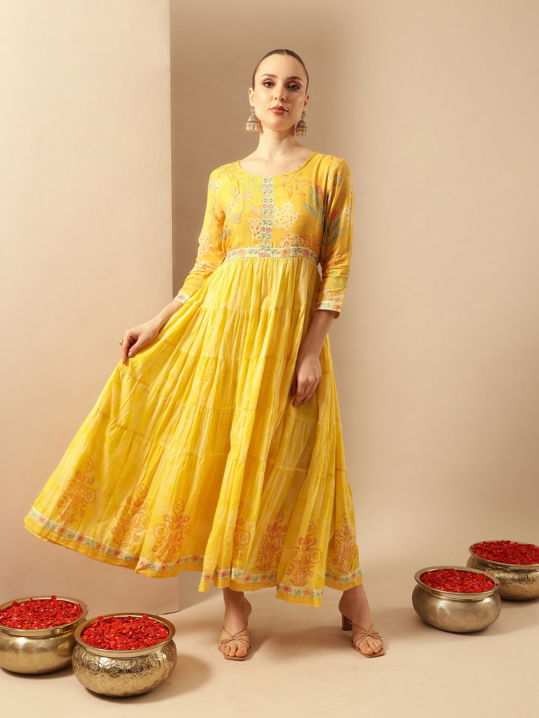 Comfy Mustard Fit & Flare Dresses