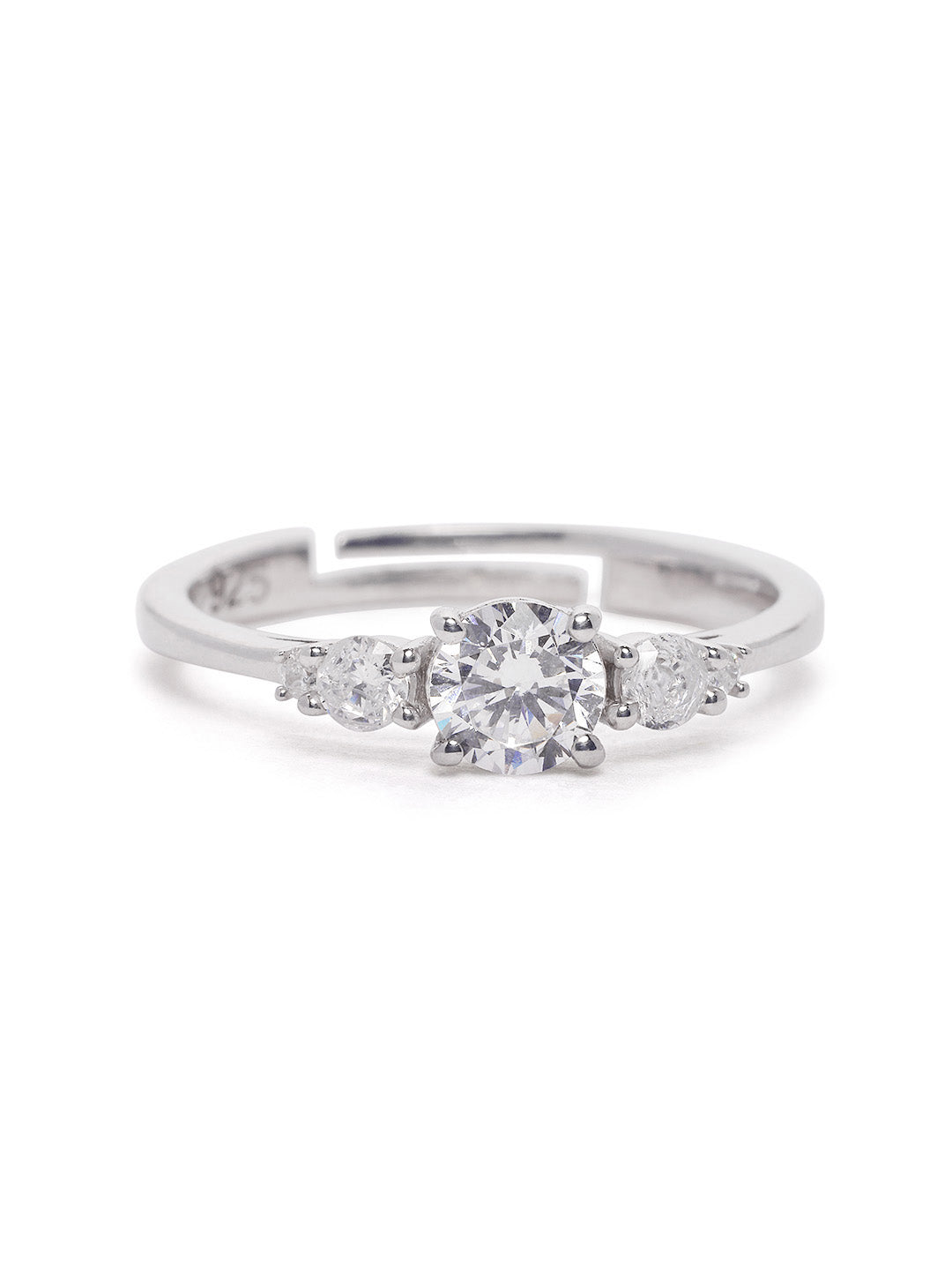 925 Silver Gold Plated Zircon Studded Ring