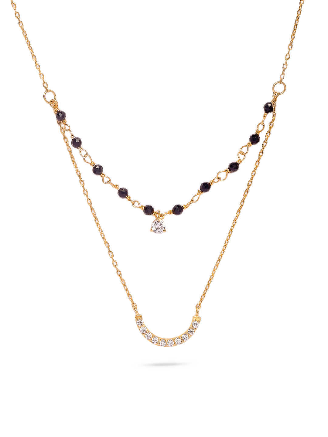 925 Silver Gold Plated Zircon Layered Mangalsutra