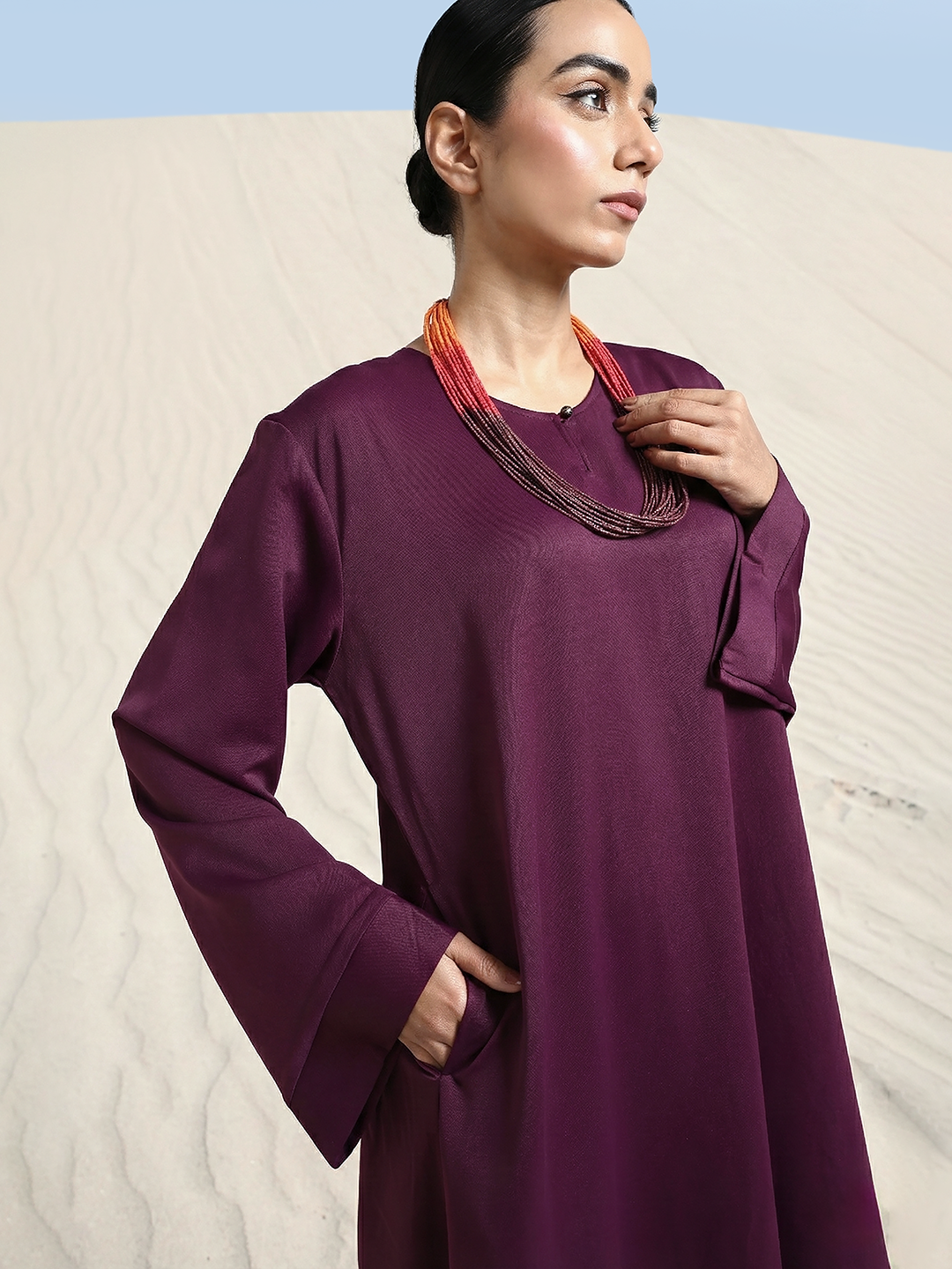 Rich Poly Georgette Embellished Regular Abaya with Hijab