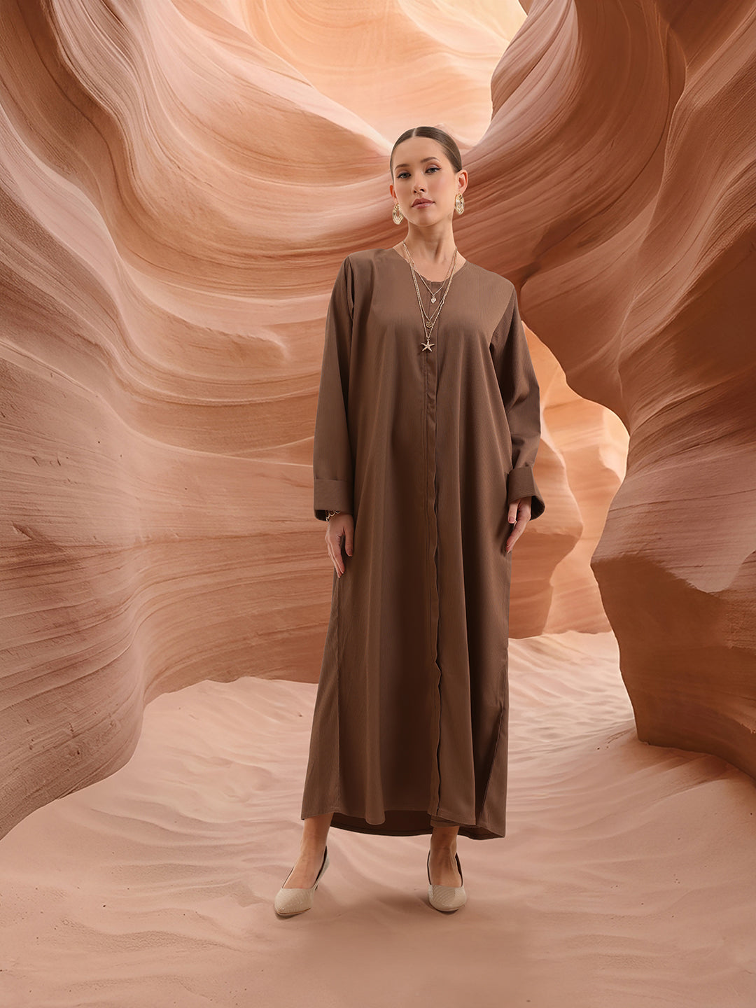 Rich Crinckle Cotton Crinckled Regular Abaya with Hijab