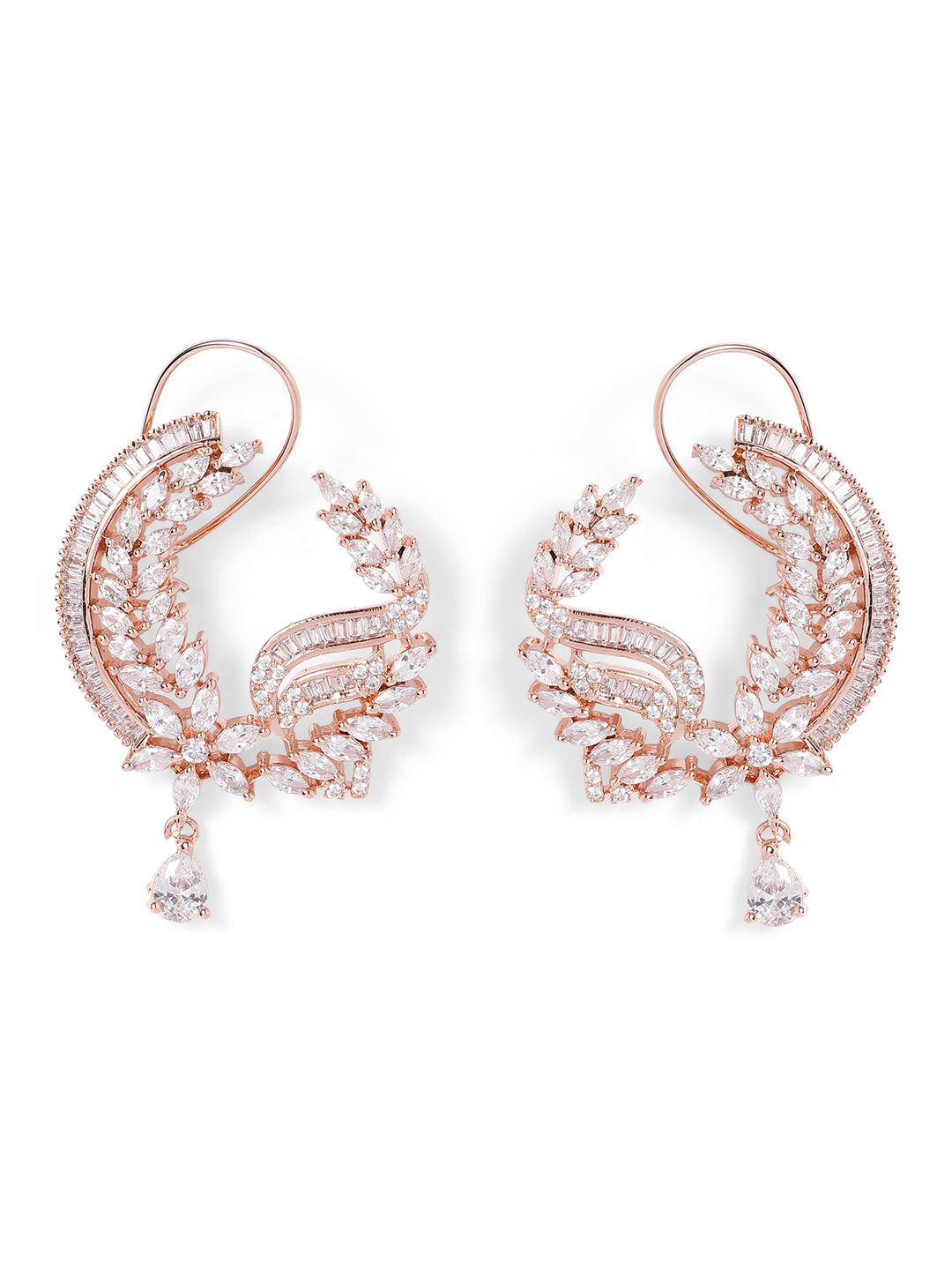 White Colour Rose Gold Plated AD Studs Earring