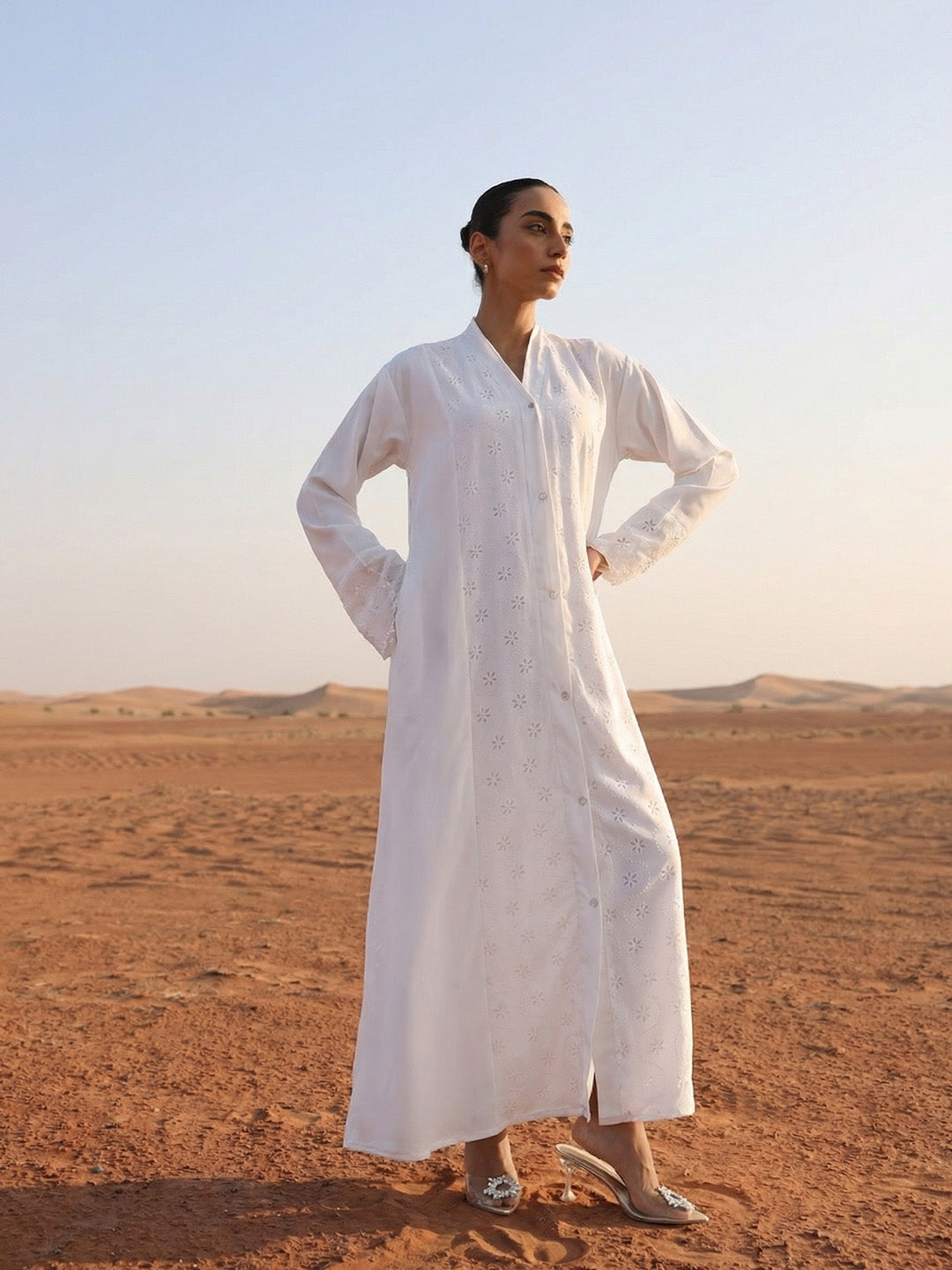 Rich Offwhite Relaxed Abaya With Hijab