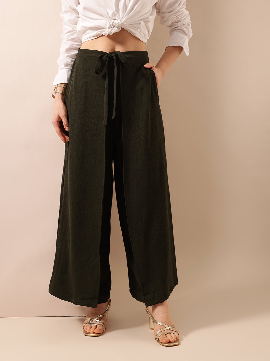 Comfy Olive green  Flared Trouser