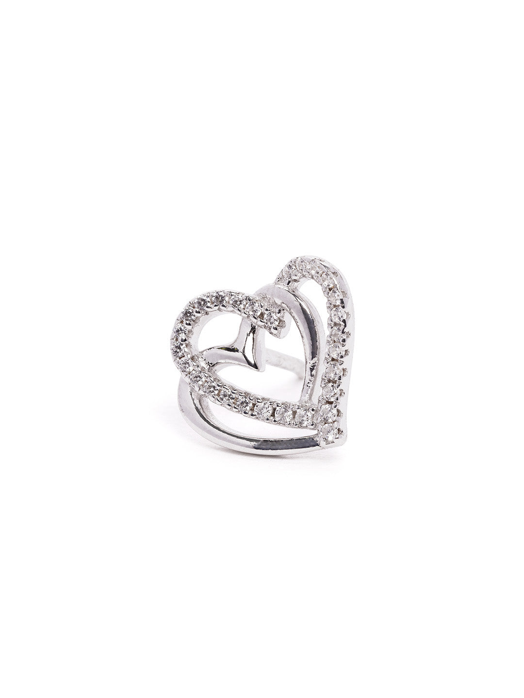 925 Silver Rodium Plated Heart shaped Zircon stud earring