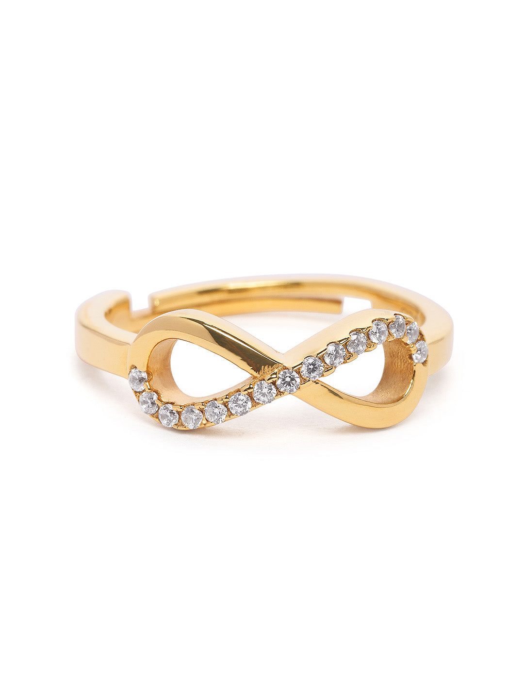 925 Silver Gold Plated Zircon Infinity Ring