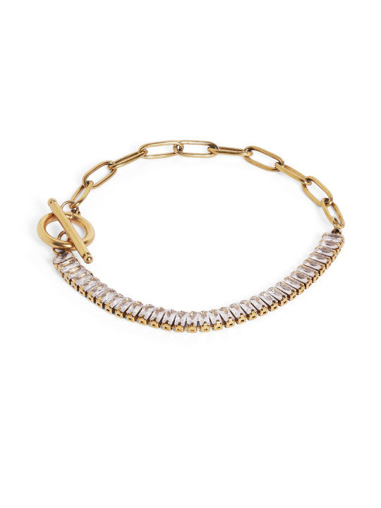 Ishin White Colour Gold Plated Artificial Stones And Beads Armlet