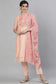 Ishin Women Peach-Coloured Golden Woven Design Kurta Set