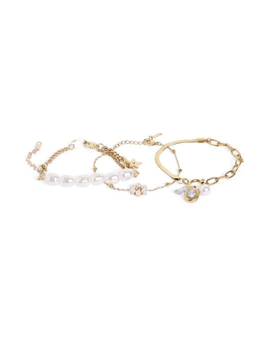 Ishin White Colour Gold Plated Artificial Stones And Beads Armlet