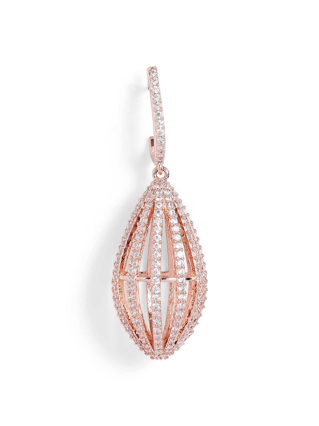 White Colour Rose Gold Plated AD Drop Earring