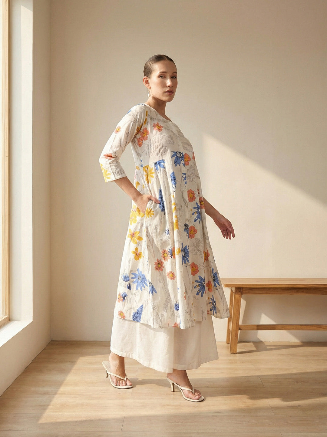 Comfy Off white A Line Kurta sets