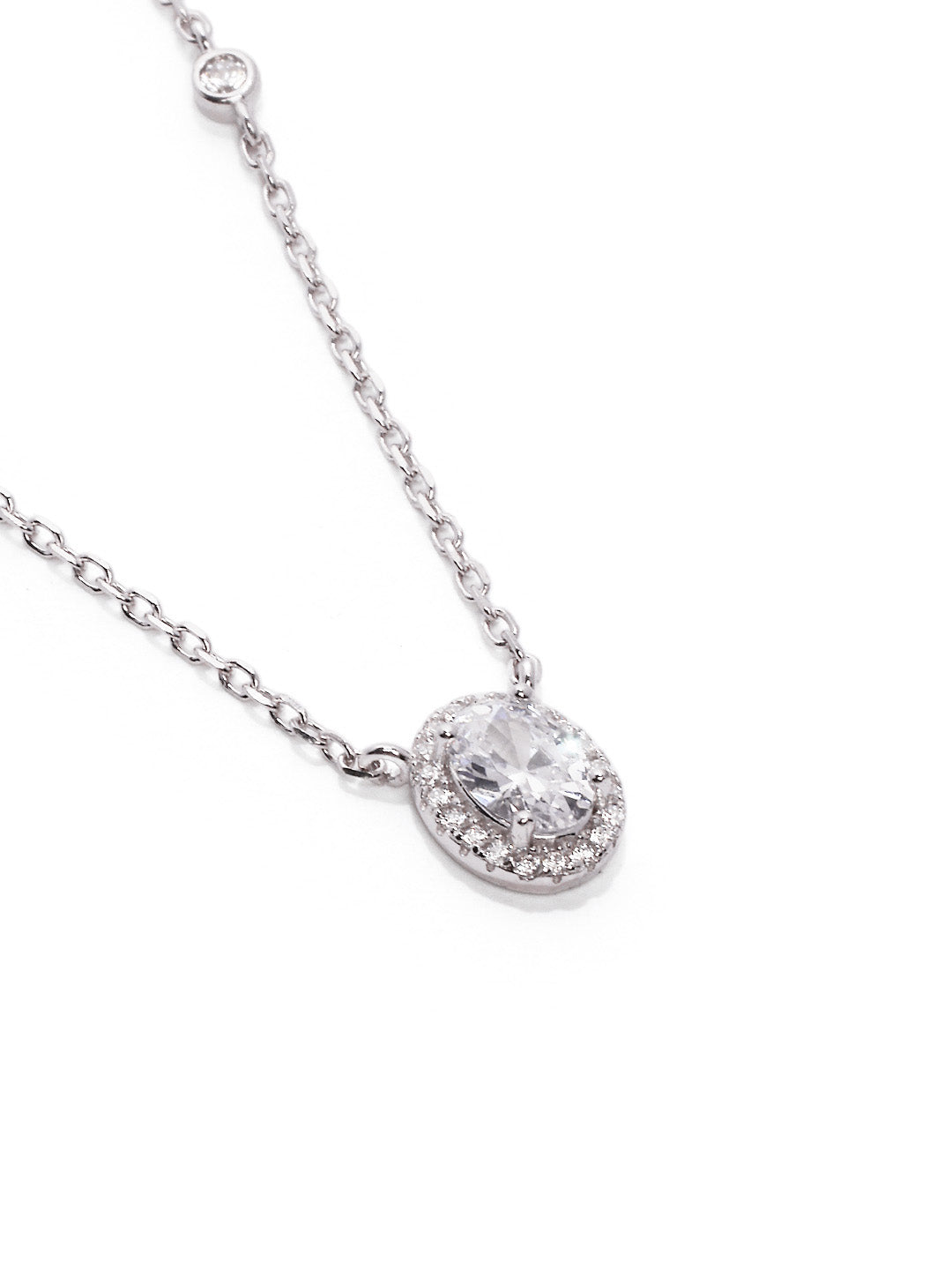 925 Silver Rodium Plated Zircon Pendant with Chain