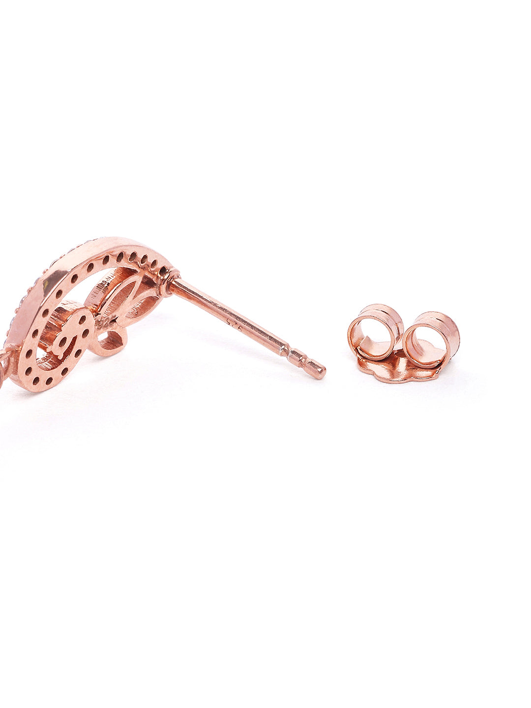 925 Silver Rose Gold Plated Zircon Drop Earring