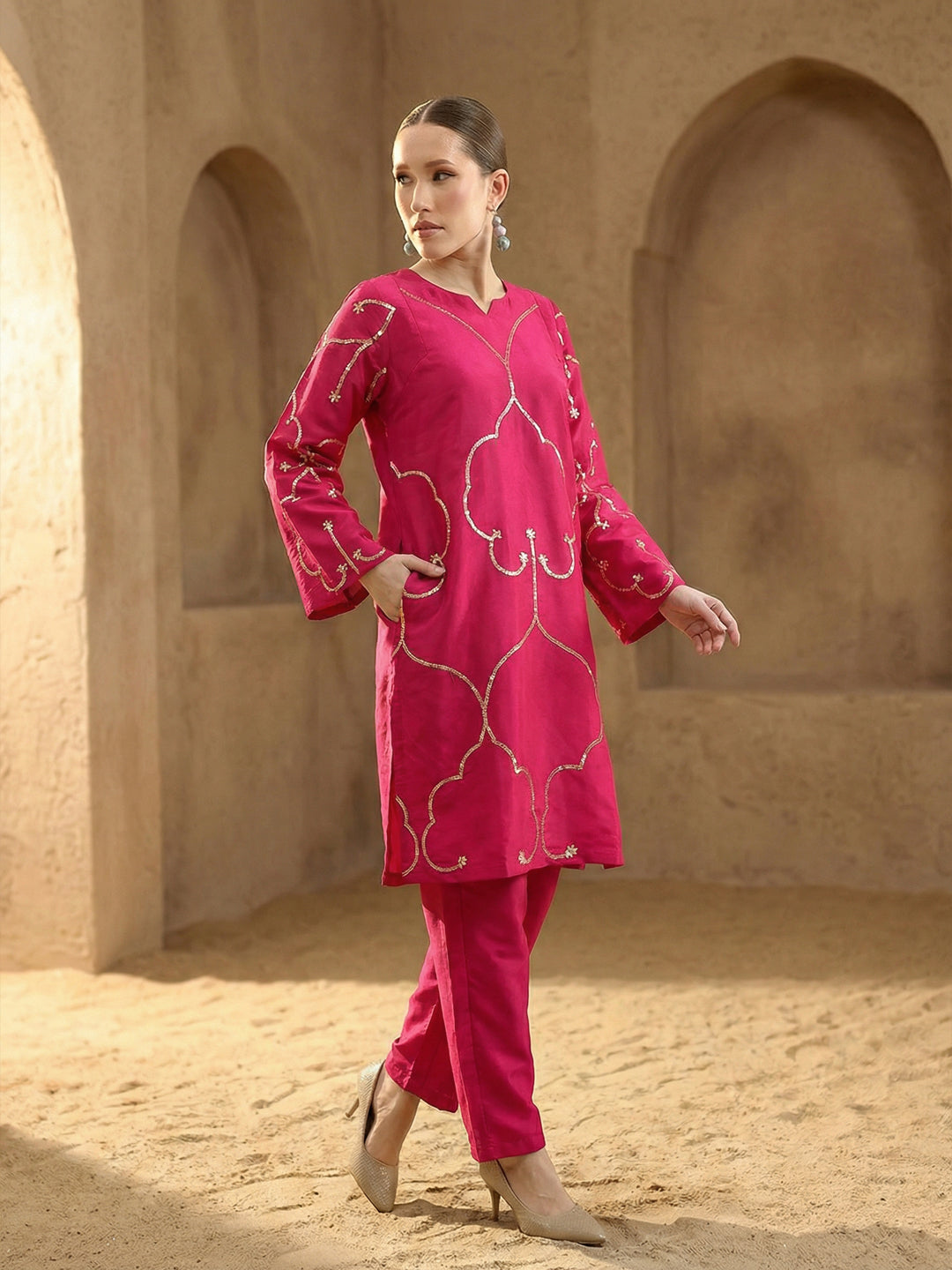Rich Pink Straight Kurta sets