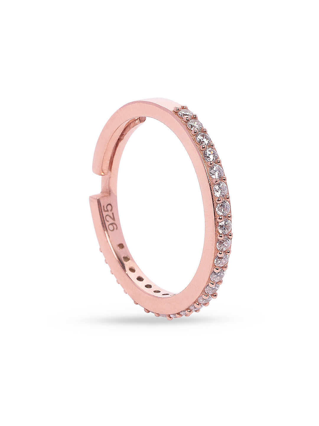 925 Silver Rose Gold Plated Zircon Ring