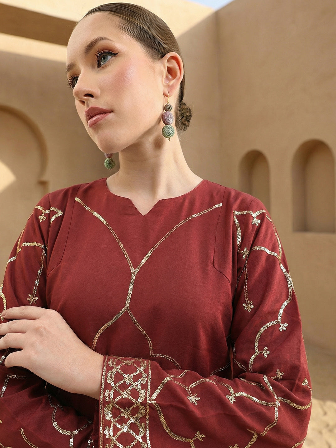 Rich Coffee  Straight Kurta sets