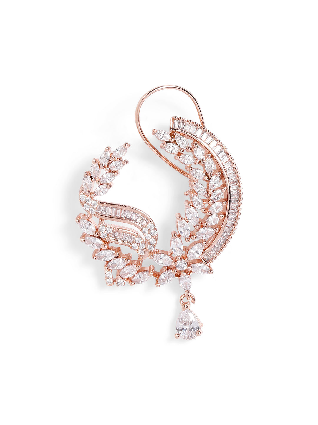 White Colour Rose Gold Plated AD Studs Earring