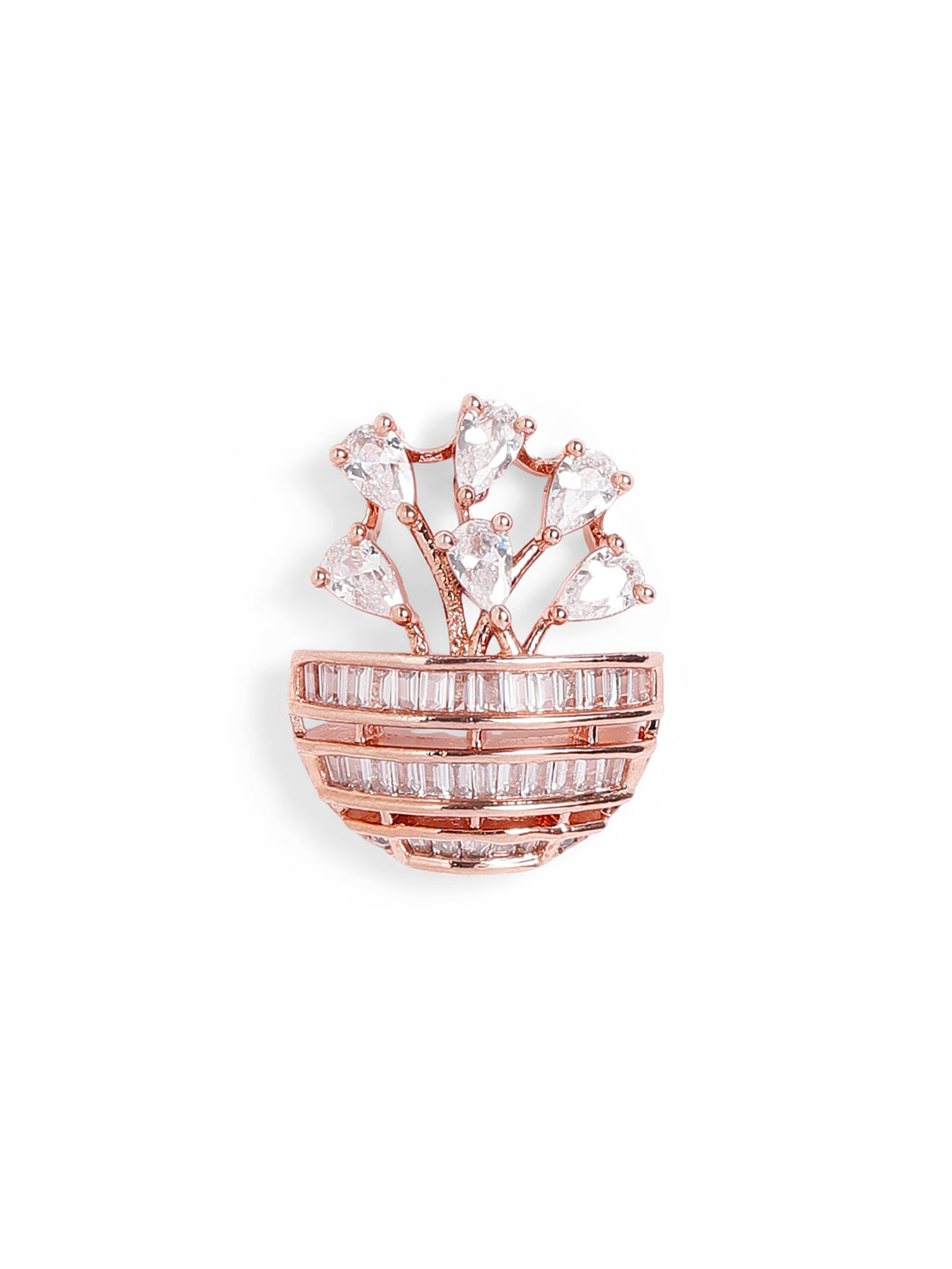 White Colour Rose Gold Plated AD Studs Earring