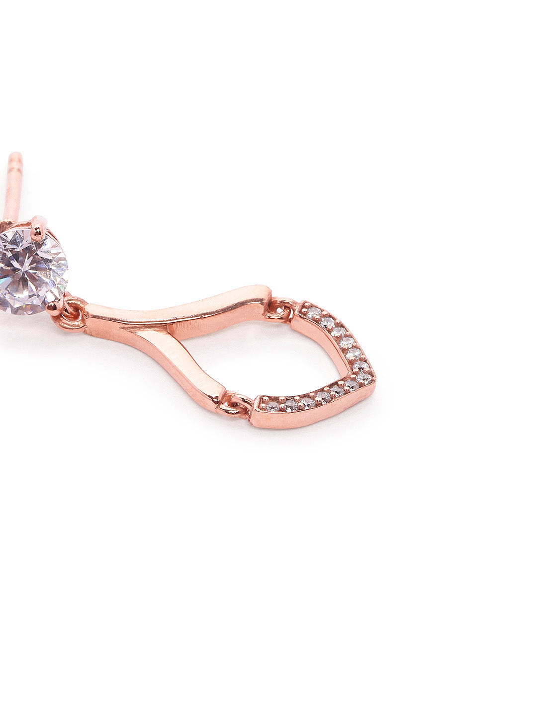 925 Silver Rose Gold Plated Zircon Drop Earrings