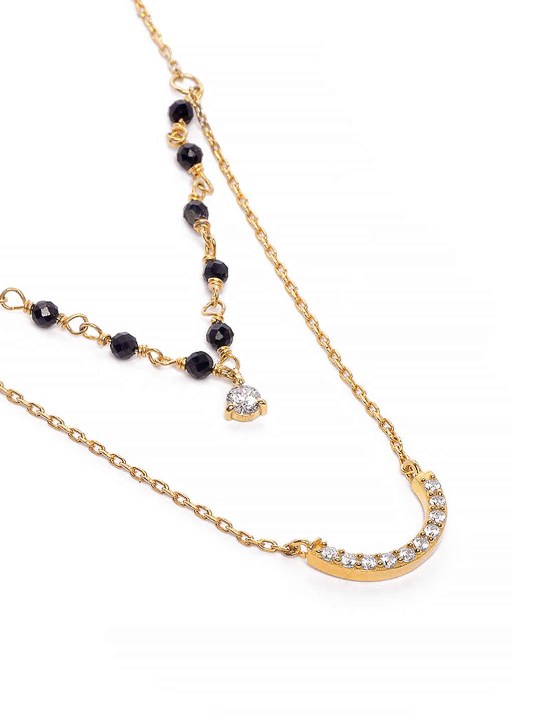 925 Silver Gold Plated Zircon Layered Mangalsutra