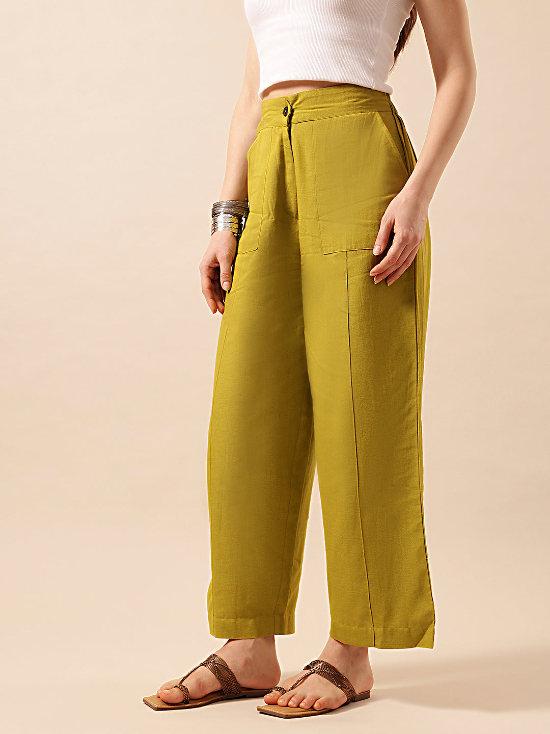 Comfy Dusty Olive  Flared Trouser