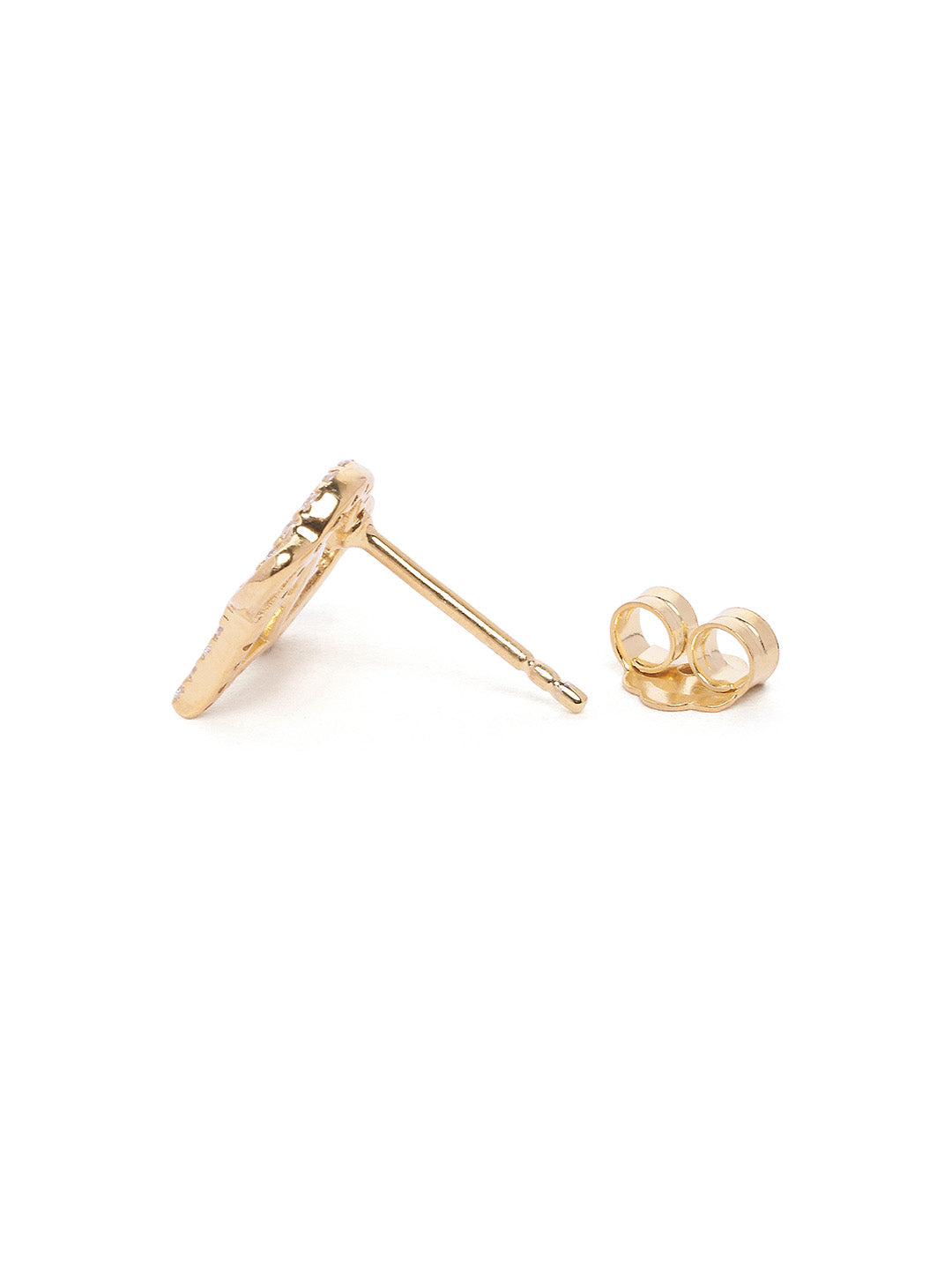 925 Silver Gold Plated Zircon Heart Stud Earring