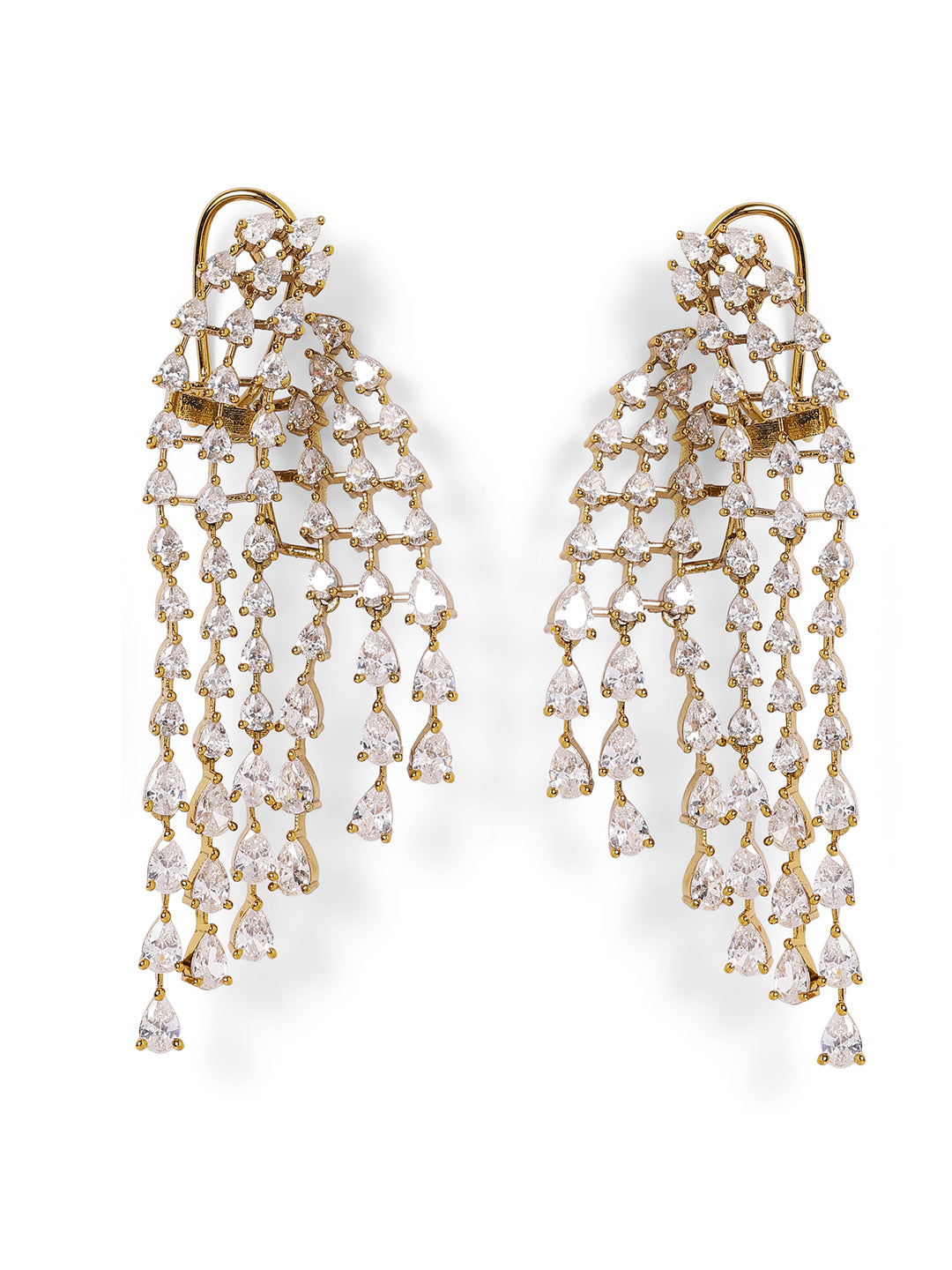 White Colour Gold Plated AD Drop Earring