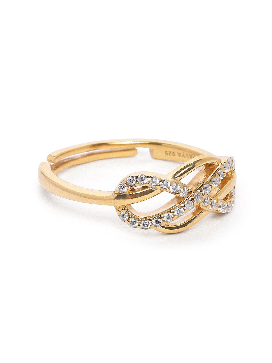 925 Silver Gold Plated Zircon Ring