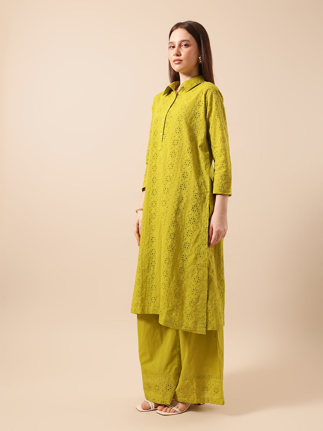 Graceful Avacado A Line Kurta Sets