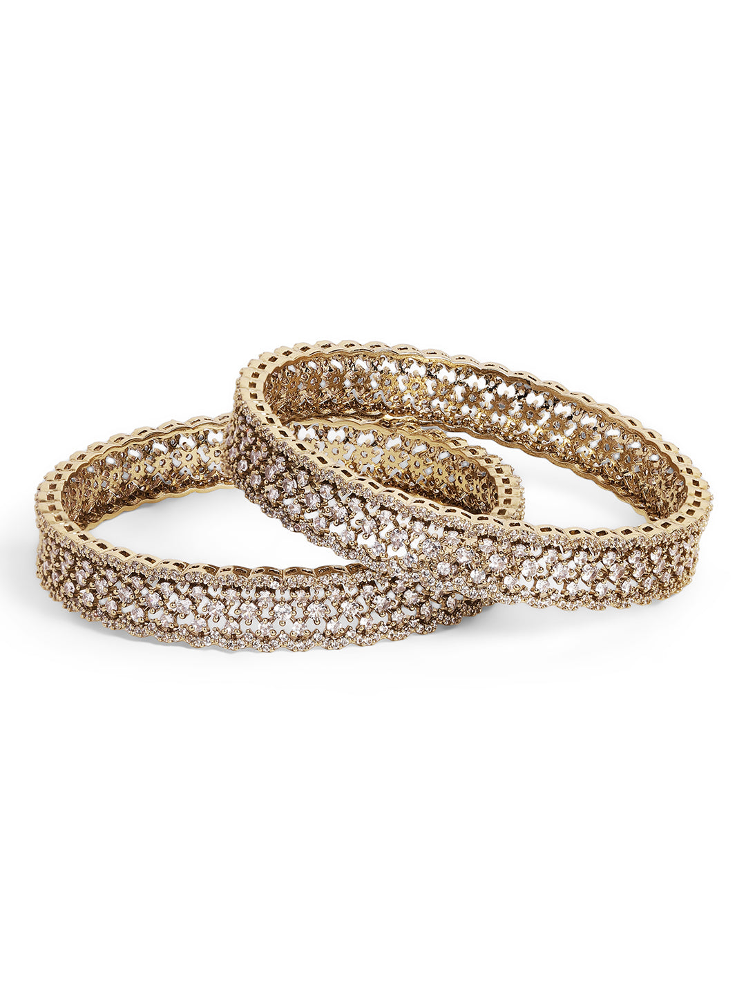 Ishin White Colour Gold Plated American Diamond Bangle